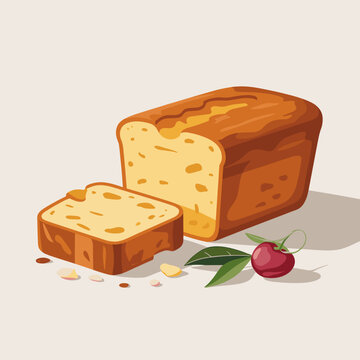 Classic Butter Pound Cake Loaf with Sliced Piece