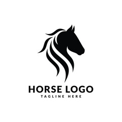 horse head logo design. logo icon vector illustration silhouette