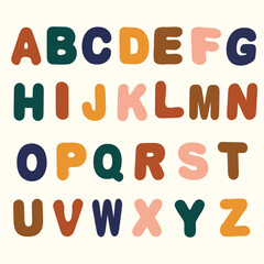 Alphabet for children's poster. Hand-drawn colorful children's letters.