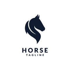 horse head logo design. logo icon vector illustration silhouette