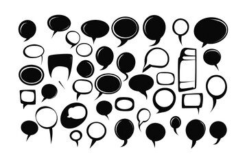 Fototapeta premium Black Speech Bubble Icons Set Isolated Transparent Background Illustration Design