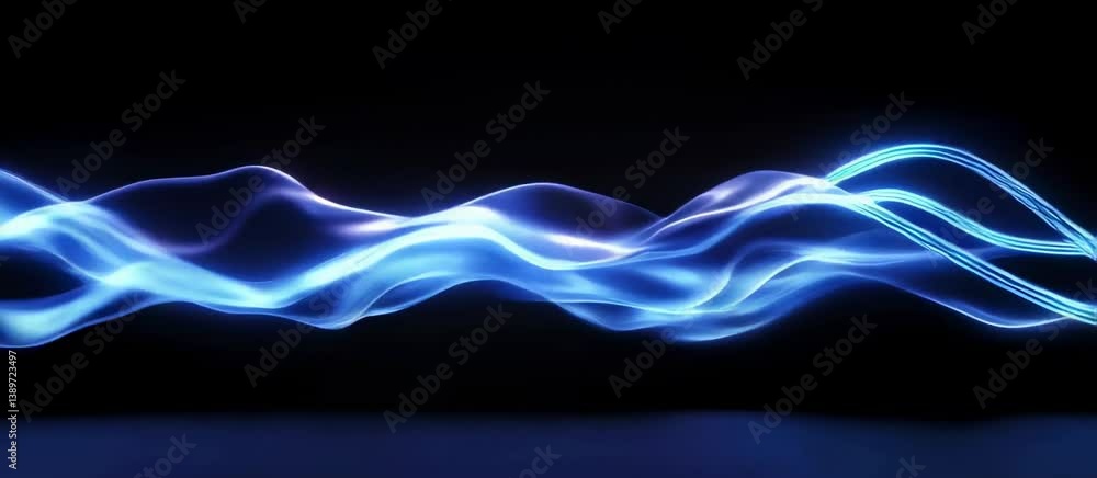 Aufkleber dynamic blue light waves pulsating in synchronicity against a dark background