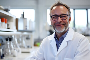 scientist in a laboratory analyzing the molecular structure of natural hydrogen 