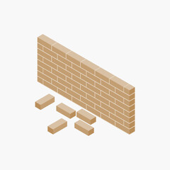 Isometric illustration showing brick wall segments in various configurations