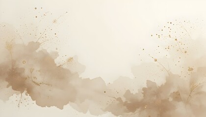 Obraz premium Watercolor Beige Clouds with Gold Accents Abstract Background Design