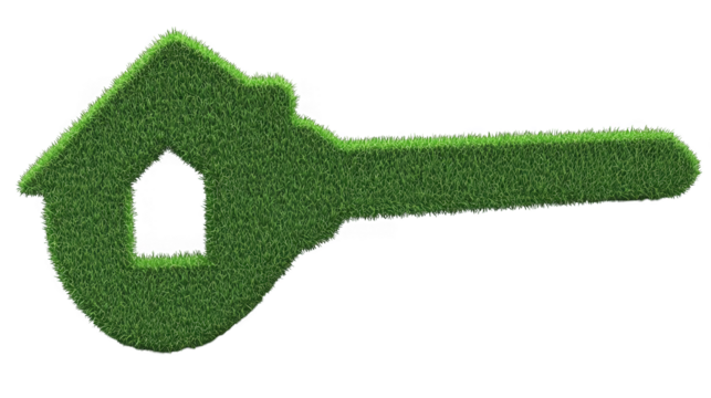 Green Grass House Key Isolated On Transparent Background Illustration