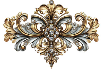 Elegant Gold Ornament Illustration With Detailed Jewel And Transparent Background