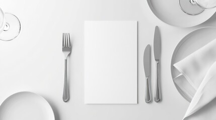 Blank Menu on Table Setting, Elegant, Mockup