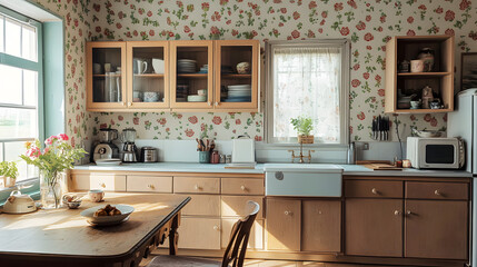 vintage wallpaper kitchen