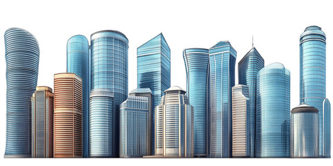 Fototapeta premium Illustration Of Cityscape Skyline Skyscrapers In Urban Architecture Design