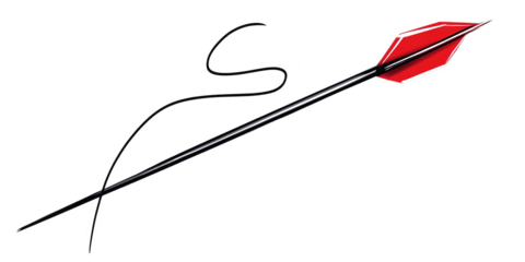 Illustration Of Red Arrow On Black Transparent Background Represents Target Hit