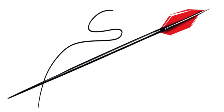 Illustration Of Red Arrow On Black Transparent Background Represents Target Hit