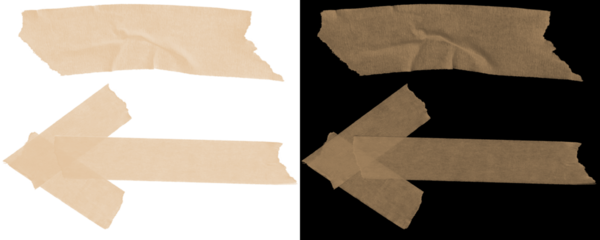 PNG Collection of Sticky Tape Cutouts With Left Arrow for Creative Layouts, Office Templates, and Handmade Label Mockups Isolated on a Transparent or White Background