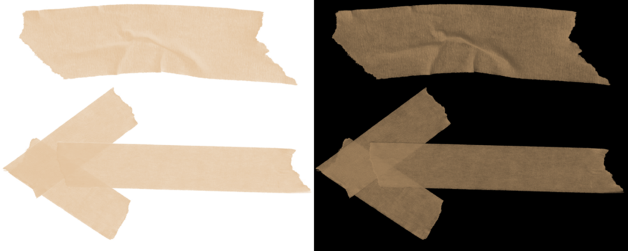 PNG Collection of Sticky Tape Cutouts With Left Arrow for Creative Layouts, Office Templates, and Handmade Label Mockups Isolated on a Transparent or White Background