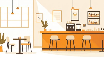Cafe Interior, Empty Bar,  Modern Design,  Relaxing Atmosphere