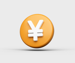 Fototapeta premium 3D Orange coin with a white Yen symbol, representing Japanese currency and finance. 3d illustration