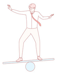 A businessman skillfully balancing on a tightrope, symbolizing risk and stability in business environments.