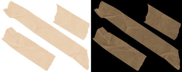 Variety of Duct Tape Strips With Clean and Rough Cuts, Curled Edges, and Handmade Textures in PNG Isolated on a Transparent or White Background