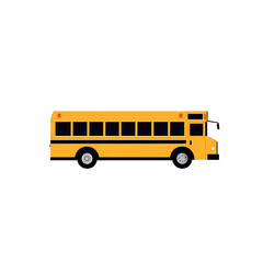 Yellow school bus, side view, illustration on a white isolated background.