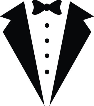 black and white vector illustration of black tie tuxedo