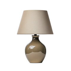 A stylish lamp featuring a ceramic base and a textured fabric shade, perfect for adding elegance to any space.