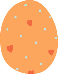 Cute Easter Egg with Hearts and Dots in Flat Style