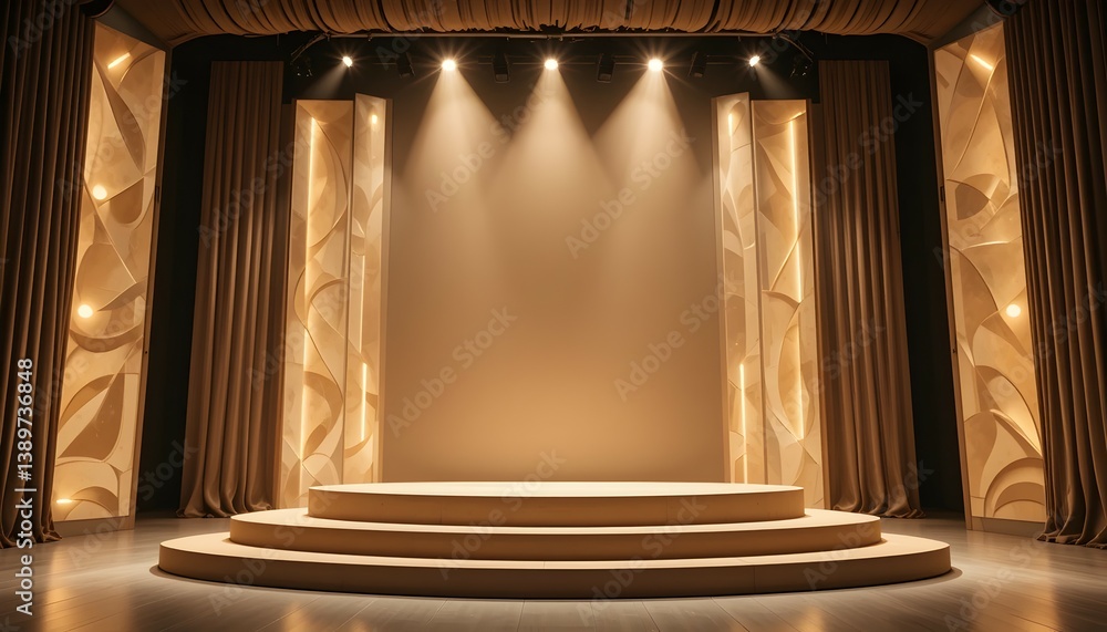 Poster Empty Stage with Spotlights Ready for Performance or Presentation