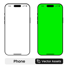 smartphone mockup with blank white screen in realistic, clay, flat vector, line style. mobile phone mockup front view. vector illustration