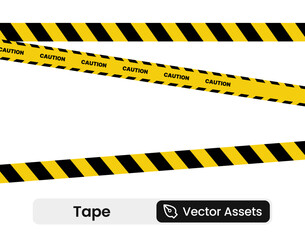 caution warning tape set: designed for industrial safety, roadwork, construction, and hazard zones. Vector illustration