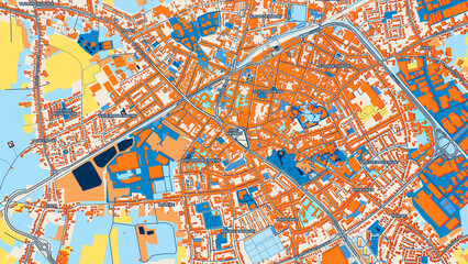 Fototapeta premium Colorful Sint-Niklaas Street Map with Labels and Buildings