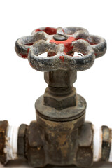 Old water valve close up from side.