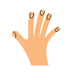Back of the hand. Gesture. Color trendy vector illustration. Index, middle, ring, little fingers and thumb