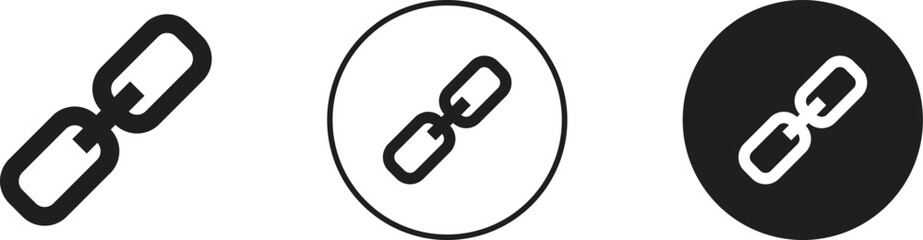 Link icon, Internet URL or webpage url link icons set, Chain thick line icon,Link icon in circle, link glyph icon vector illustration
