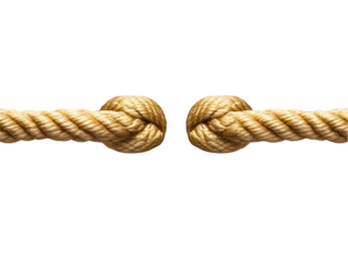 Isolated Macro Photo Of Brown Rope Knots On Transparent Background