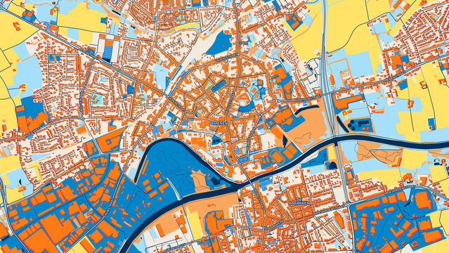 Colorful Menen Street Map with Labels and Buildings
