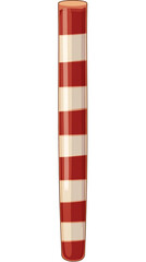 Isolated Illustration of Red and White Striped Pole Against Transparent Background