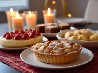 holiday pies cakes candlelight festive