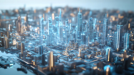 An AI powered immersive digital twin simulation of a future metropolis, planners interacting with predictive urban models, Smart city tech style