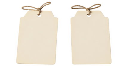 Isolated Tag PNG Illustration With Beige Paper Brown Rope and Transparent Background