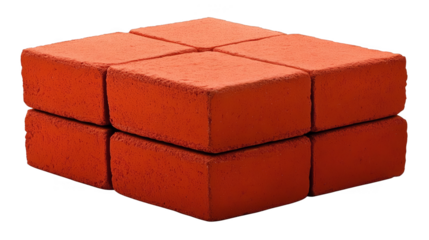 Isolated Red Bricks Stacked Cubically Illustration On Transparent Background