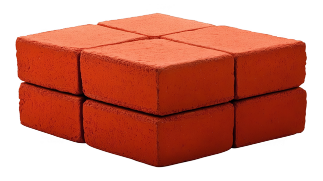 Isolated Red Bricks Stacked Cubically Illustration On Transparent Background