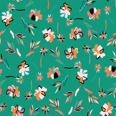 Abstract Brush Strokes Floral Seamless for fashion prints, patterns, backgrounds. Vector illustration