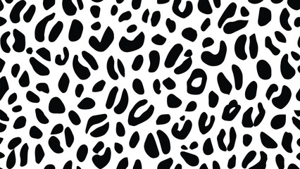 Seamless leopard print pattern vector. Animal skin texture, abstract black and white spots pattern design.