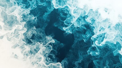 Swirling patterns of blue and white mix beautifully in a dynamic abstract display. The artwork draws viewers in with its mesmerizing movement and fluidity, showcasing the beauty of water
