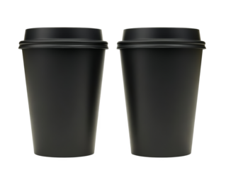 Isolated Two Black Coffee Cups On Transparent Background Mockup Illustration