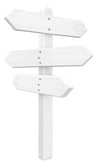Fototapeta premium Isolated White Wooden Signpost Illustration Indicating Directional Paths