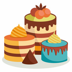 vector illustration of cake with fruits