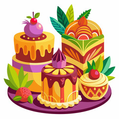 vector illustration of cakes