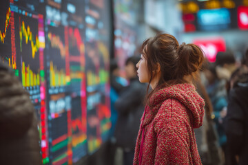 indian businesswoman analyzing market data