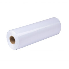 A roll of white adhesive vinyl film on a white isolated background, perfect for crafting, signage, and creative projects.